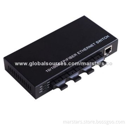 Fiber Switch with 4 x Dual Fiber Port, SM 20km 10/100M + 1 x UTP Port and RJ45 Protection